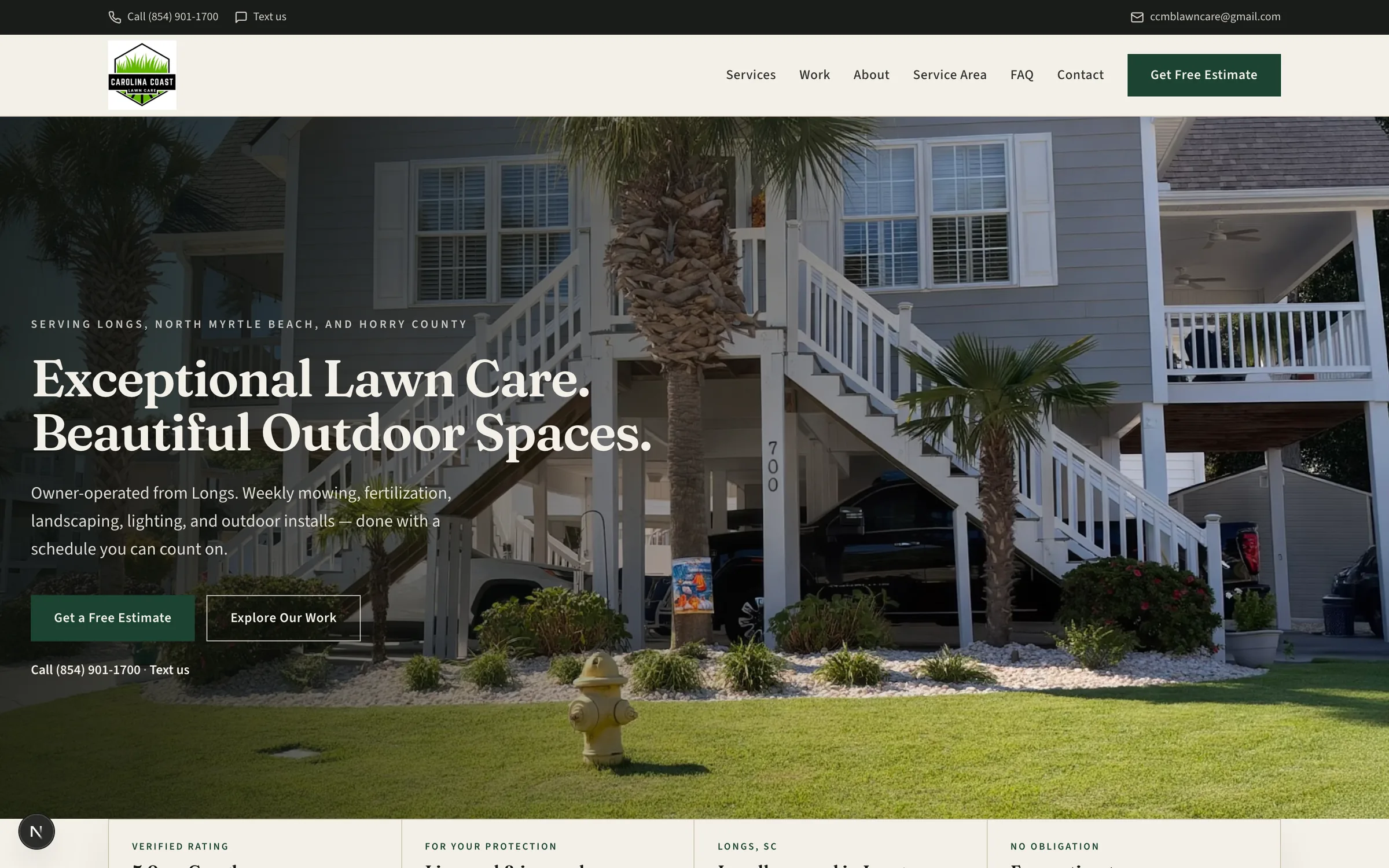 Carolina Coast Lawn Care — Desktop homepage